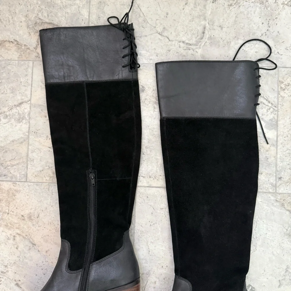 Lucky Brand Black Komah Over The Knee Heeled Boots Women’s Size 7